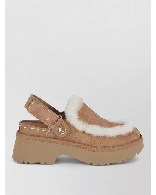 Ugg Natural Slippers Chunky Sole Faux Fur Slingback