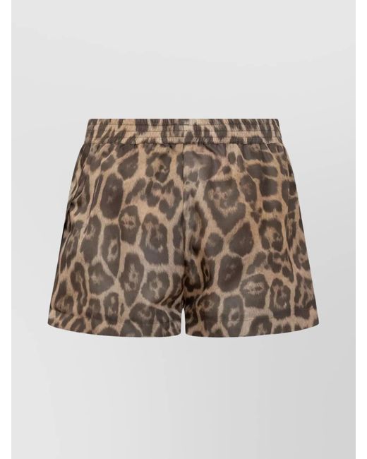 Stella McCartney Multicolor Elastic Waistband Leopard Print Shorts