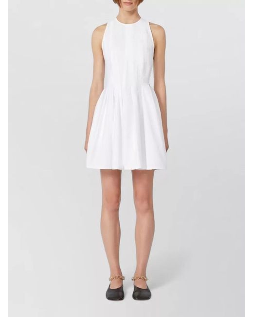 Sportmax White Cotton Sleeveless Mini Dress