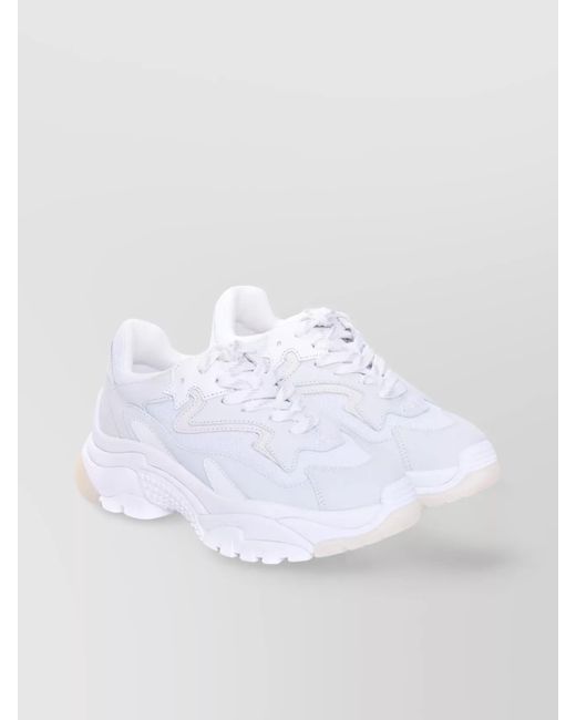 Ash White Leather Chunky Low-Top Sneakers