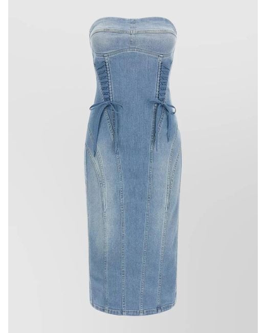 Elisabetta Franchi Blue Denim Midi Dress
