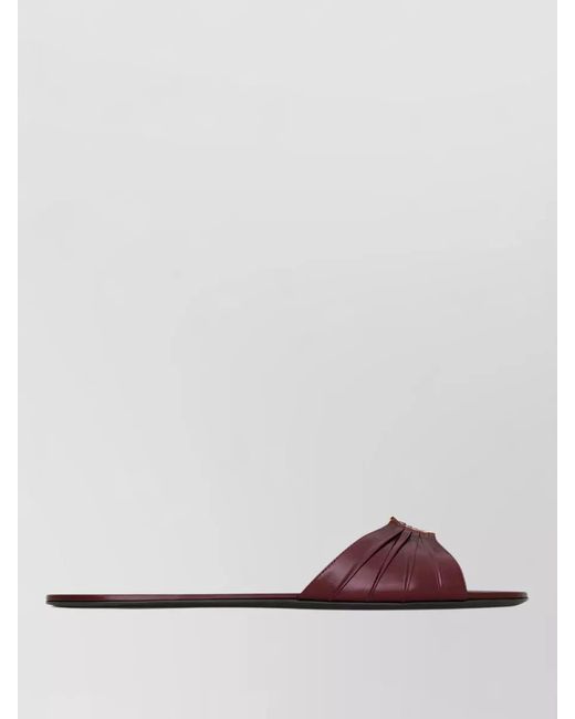 Saint Laurent Brown Leather Gathered Babylone Mules