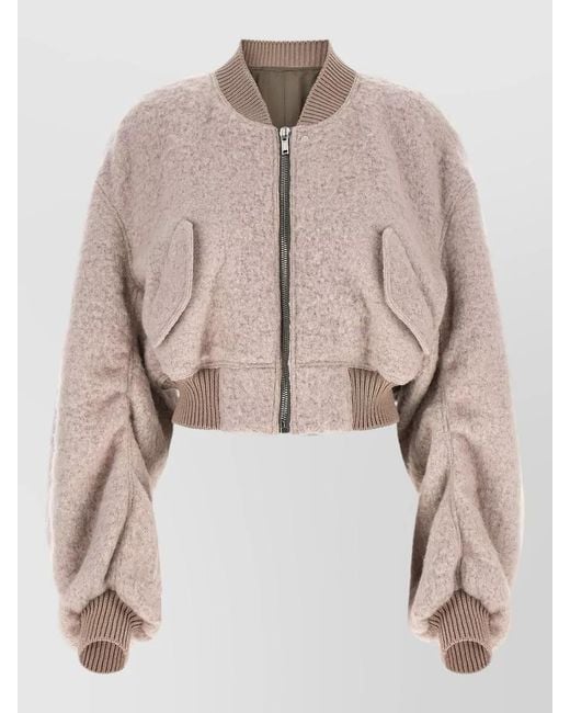 Rick Owens Natural Secchia Cropped Flight Bomber Jacket