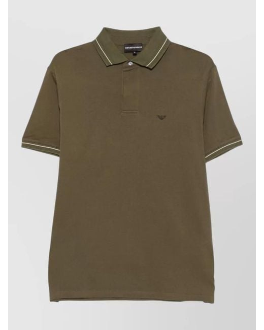 Emporio Armani Green Polo Shirt Logo Front Short Sleeves for men