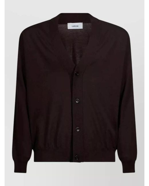Lardini Black V Neck Long Sleeve Knit Top for men