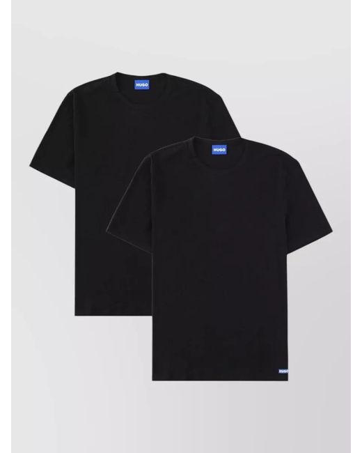HUGO Black Crew Neck Plain Short Sleeve T-Shirt for men