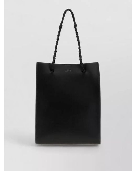 Jil Sander Black Leather Tangle Shopping Bag Braided Handles for men