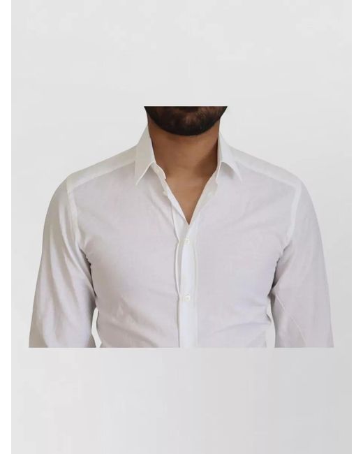 Dolce & Gabbana White Cotton Slim-Fit Dress Shirt for men