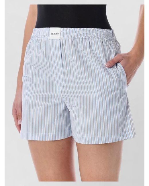 The Attico Blue Striped Cotton Poplin Knee-Length Shorts