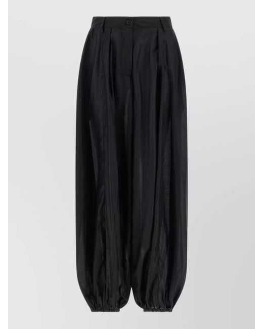 Thelatest Black Pants Belt Loops Elasticated Cuffs Pleated Design
