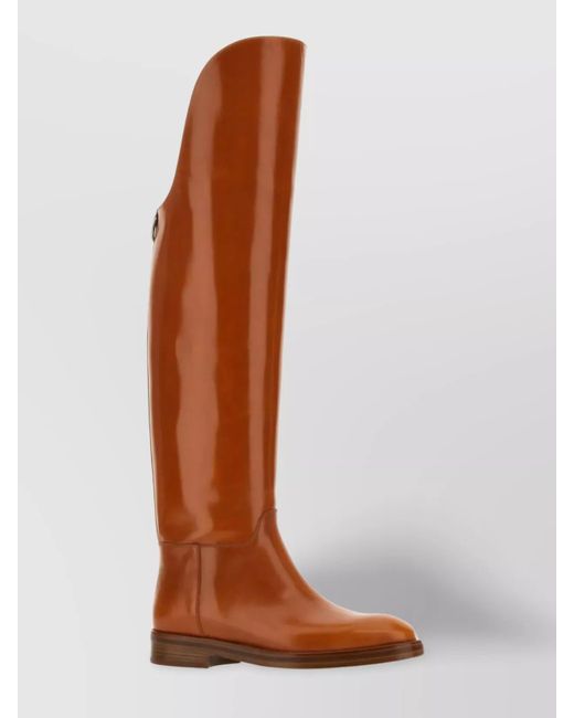 DURAZZI MILANO Brown Calf Leather Equestran Boots D-Ring Detail