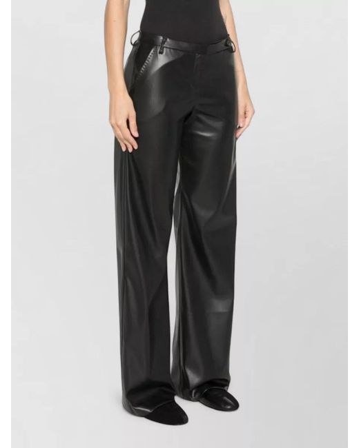 ERMANNO FIRENZE Gray Faux-Leather Wide-Leg Trousers
