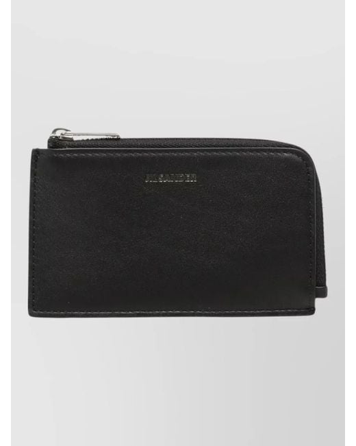 Jil Sander Black Leather Zip-Around Card Holder for men