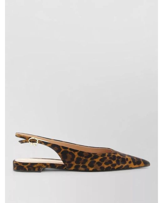 Gianvito Rossi Brown Suede Leather Slingback Ballerina Shoes