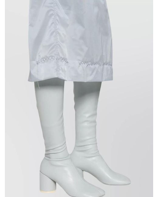 Maison Margiela White Tulle High-Rise Pleated Midi Pencil Skirt