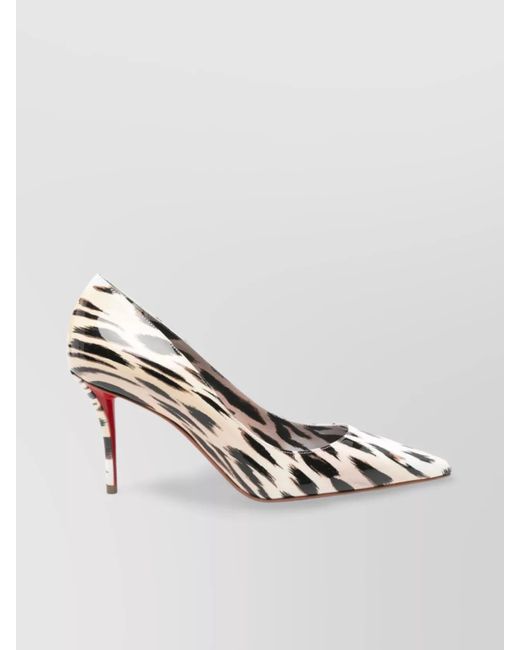 Christian Louboutin White Pointed Toe Stiletto Heel Animal Print