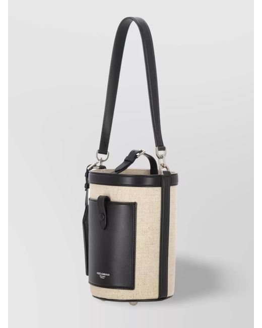 Dolce & Gabbana White Canvas And Leather Bucket Bag for men
