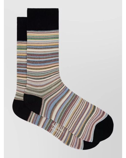 Paul Smith Black Striped Mid Calf Socks Signature for men