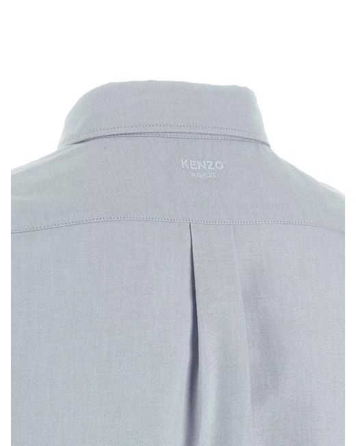 KENZO Blue Cotton Short-Sleeve Shirt for men