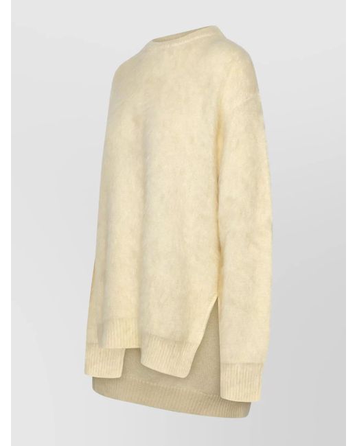 Jil Sander Natural Alpaca Wool Oversized Ribbed Jumper