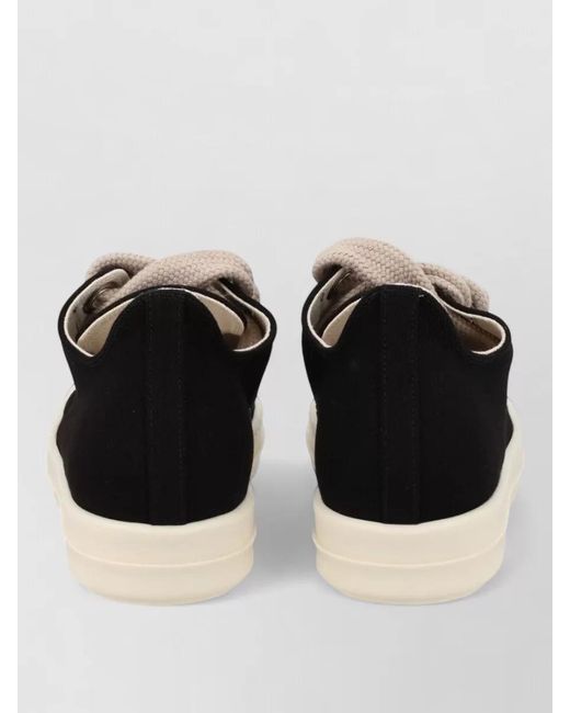 Rick Owens Natural Cotton Low-Top Lace-Up Sneakers