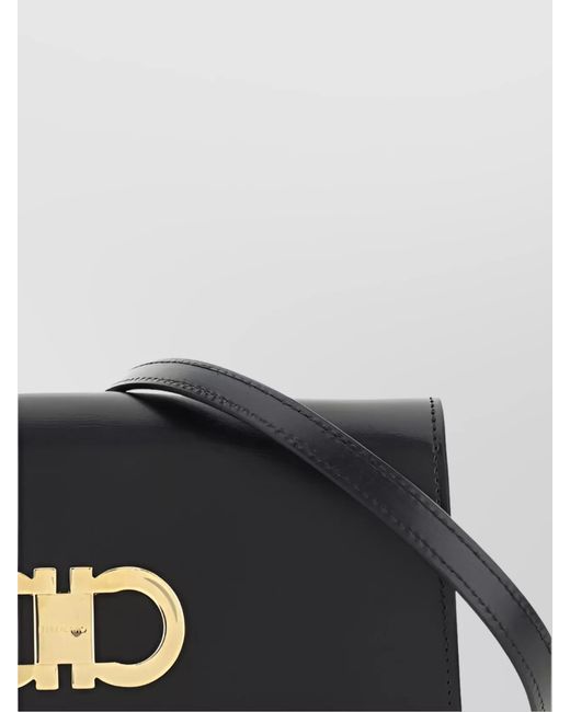 Ferragamo Black Rectangular Calfskin Clutch Bag
