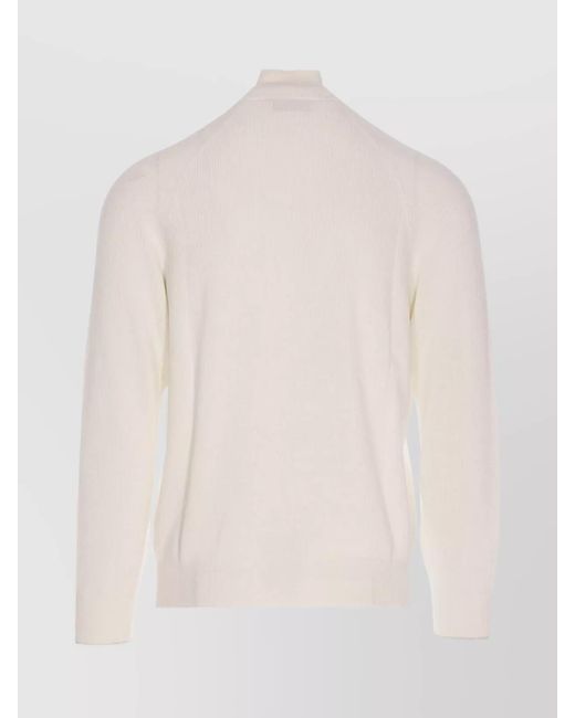 Brunello Cucinelli Natural Half Zip Sweater High Collar for men