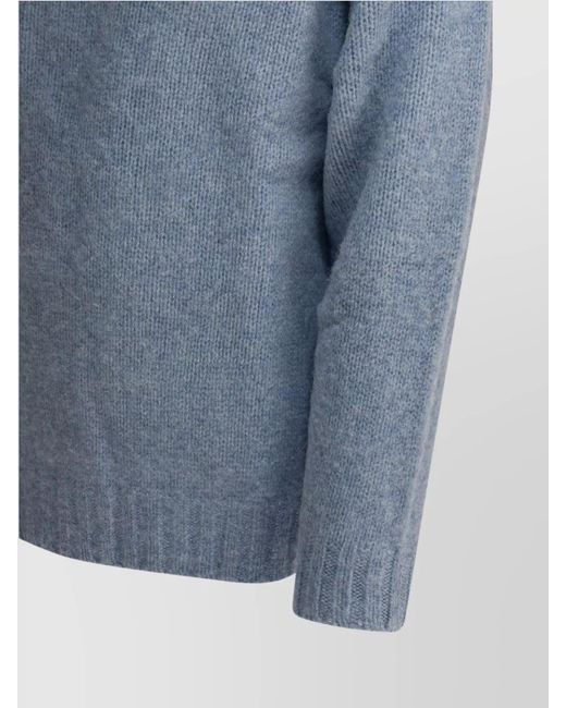 Beams Plus Blue Wool Crewneck Sweater for men