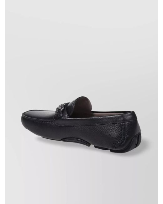Ferragamo Black Leather Driver Loafers for men