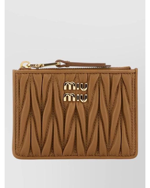 Miu Miu Brown Leather Card Holder