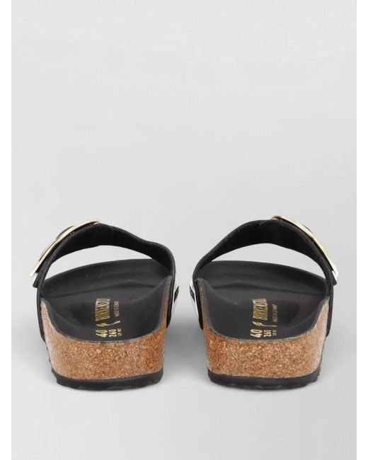 Birkenstock Black Leather Madrid Big Buckle Sandals