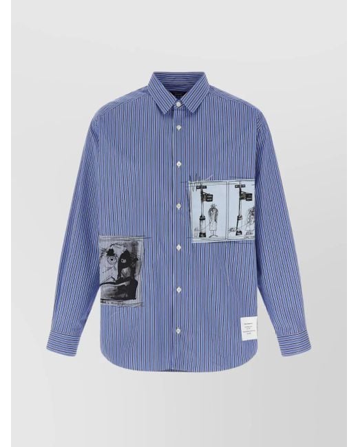 Comme des Garçons Blue Striped Cotton Shirt for men