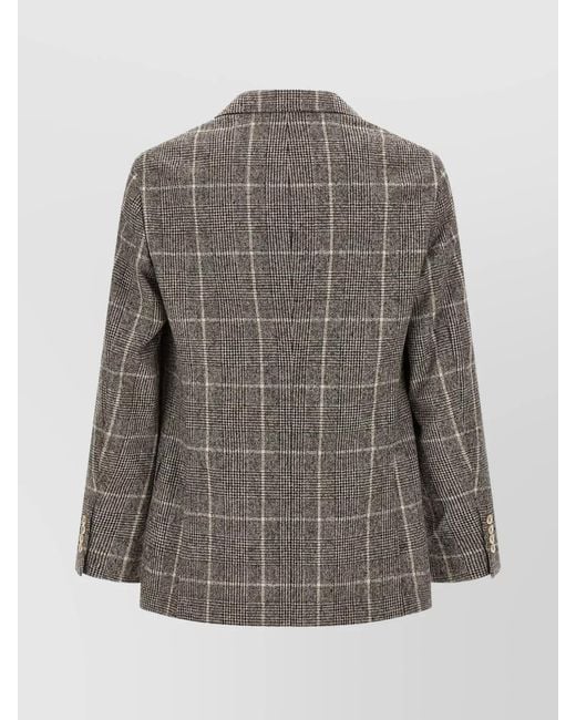 Brunello Cucinelli Brown Checked Wool Blazer for men