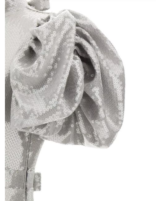 ROTATE BIRGER CHRISTENSEN White Sequin Midi Dress Featuring Bow Detail