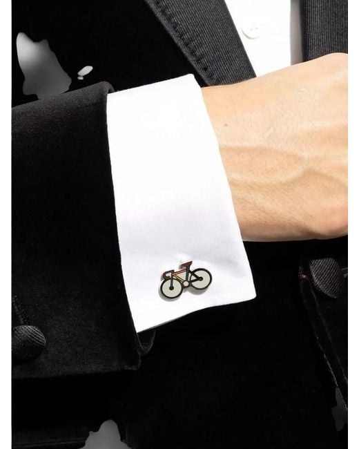 Paul Smith Metallic Cufflinks Bicycle Motif Enamel for men