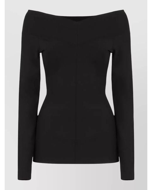 Stella McCartney Black Stretch Viscose Top Long Sleeve Neckline