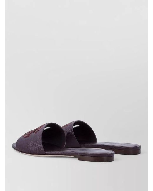 Dolce & Gabbana Purple Calfskin Dauphine Suede Formal Slide Sandals