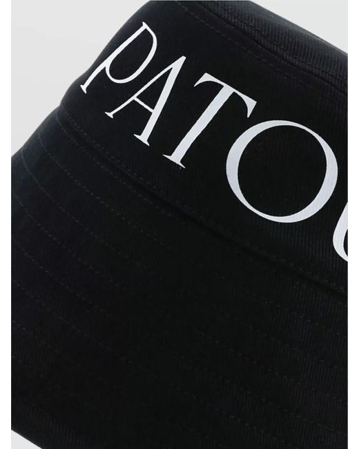 Patou Black Cotton Logo Print Bucket Hat