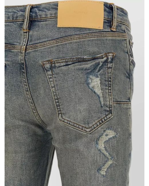 Purple Gray P001 Vintage Denim Jeans Five Pocket Belt for men