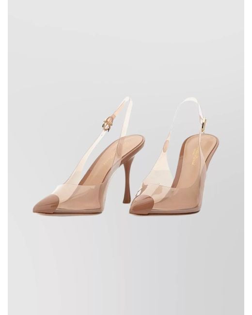 Gianvito Rossi Natural Stylish Cone Heel Pumps With Transparent Design
