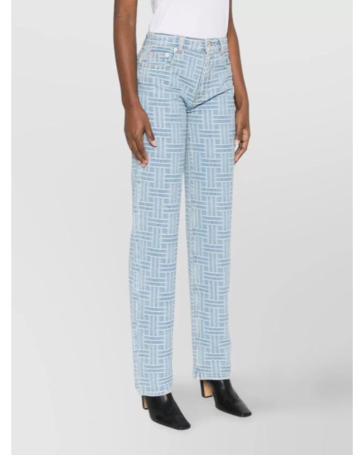 KENZO Blue Embroidered Denim Straight-Leg Jeans