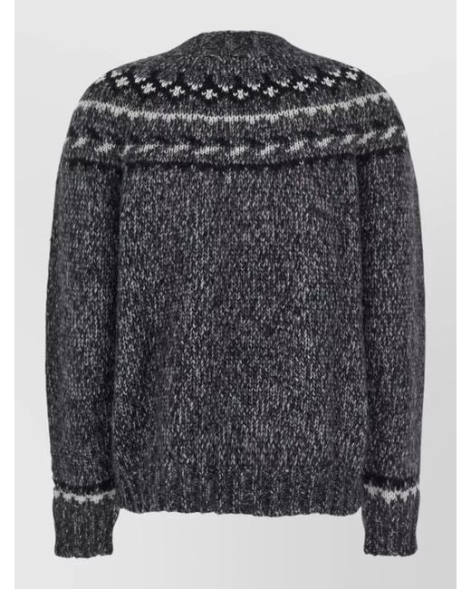P.A.R.O.S.H. Black Knitwear Crew Neck Long Sleeves Patterned Yoke