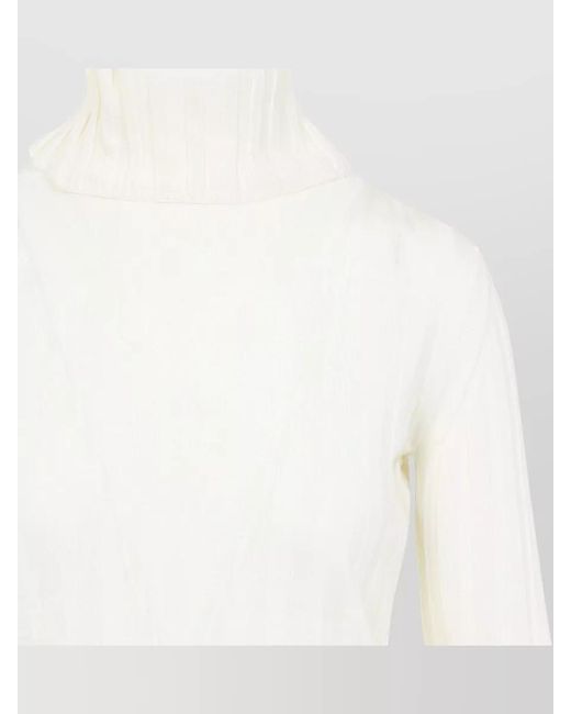 Carven White Turtle Neck Underpinning Stretch Knit Pullover