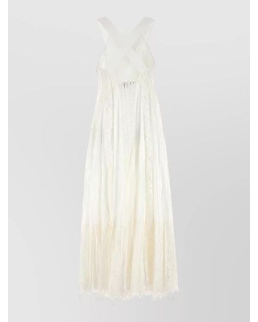 Loewe White Cotton Lace Paula Ibiza Beach Dress