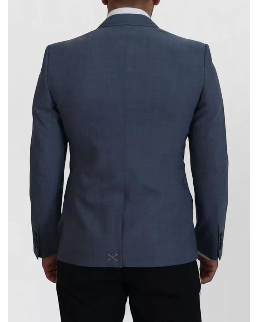 Dolce & Gabbana Blue Slim-Fit Wool Blazer for men