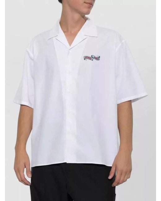 KENZO White Short Sleeve Cotton Shirt Tiger Back for men
