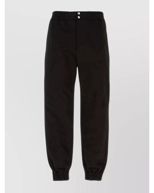 McQueen Black Denim Mid-Rise Tapered Cargo Trousers for men