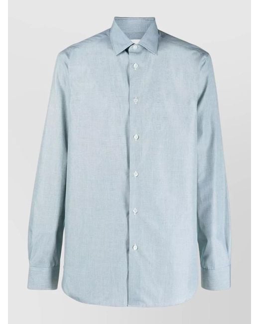 Paul Smith Blue Tailored Fit Shirt Structured Collar Long Sleeves for men