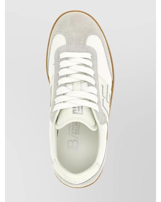 Balmain White Leather Swan Low-Top Sneakers