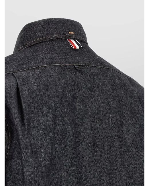 Thom Browne Blue Denim Straight-Fit Shirt for men